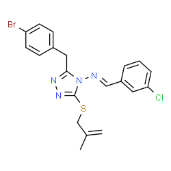 ChemSpider 2D Image | (E)-N-{3-(4-Bromobenzyl)-5-[(2-methyl-2-propen-1-yl)sulfanyl]-4H-1,2,4-triazol-4-yl}-1-(3-chlorophenyl)methanimine | C20H18BrClN4S