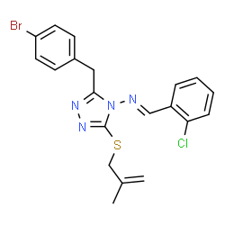 ChemSpider 2D Image | (E)-N-{3-(4-Bromobenzyl)-5-[(2-methyl-2-propen-1-yl)sulfanyl]-4H-1,2,4-triazol-4-yl}-1-(2-chlorophenyl)methanimine | C20H18BrClN4S