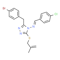 ChemSpider 2D Image | (E)-N-{3-(4-Bromobenzyl)-5-[(2-methyl-2-propen-1-yl)sulfanyl]-4H-1,2,4-triazol-4-yl}-1-(4-chlorophenyl)methanimine | C20H18BrClN4S