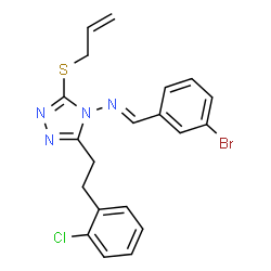 ChemSpider 2D Image | (E)-N-{3-(Allylsulfanyl)-5-[2-(2-chlorophenyl)ethyl]-4H-1,2,4-triazol-4-yl}-1-(3-bromophenyl)methanimine | C20H18BrClN4S