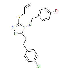ChemSpider 2D Image | (E)-N-{3-(Allylsulfanyl)-5-[2-(4-chlorophenyl)ethyl]-4H-1,2,4-triazol-4-yl}-1-(4-bromophenyl)methanimine | C20H18BrClN4S