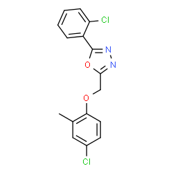 ChemSpider 2D Image | 2-[(4-Chloro-2-methylphenoxy)methyl]-5-(2-chlorophenyl)-1,3,4-oxadiazole | C16H12Cl2N2O2