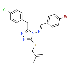 ChemSpider 2D Image | (E)-1-(4-Bromophenyl)-N-{3-(4-chlorobenzyl)-5-[(2-methyl-2-propen-1-yl)sulfanyl]-4H-1,2,4-triazol-4-yl}methanimine | C20H18BrClN4S