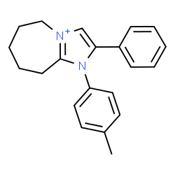 ChemSpider 2D Image | 1-(4-Methylphenyl)-2-phenyl-1,5,6,7,8,9-hexahydroimidazo[1,2-a]azepin-4-ium | C21H23N2