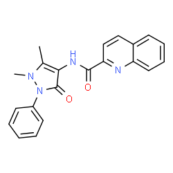 ChemSpider 2D Image | N-(1,5-Dimethyl-3-oxo-2-phenyl-2,3-dihydro-1H-pyrazol-4-yl)-2-quinolinecarboxamide | C21H18N4O2