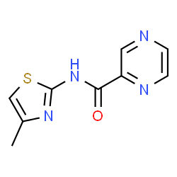 ChemSpider 2D Image | N-(4-Methyl-1,3-thiazol-2-yl)-2-pyrazinecarboxamide | C9H8N4OS