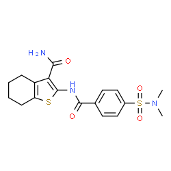 ChemSpider 2D Image | 2-{[4-(Dimethylsulfamoyl)benzoyl]amino}-4,5,6,7-tetrahydro-1-benzothiophene-3-carboxamide | C18H21N3O4S2