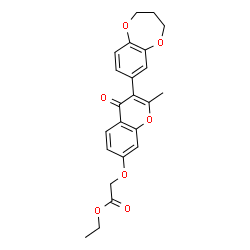 ChemSpider 2D Image | Ethyl {[3-(3,4-dihydro-2H-1,5-benzodioxepin-7-yl)-2-methyl-4-oxo-4H-chromen-7-yl]oxy}acetate | C23H22O7