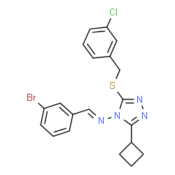 ChemSpider 2D Image | (E)-1-(3-Bromophenyl)-N-{3-[(3-chlorobenzyl)sulfanyl]-5-cyclobutyl-4H-1,2,4-triazol-4-yl}methanimine | C20H18BrClN4S