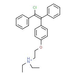 ChemSpider 2D Image | 2-{4-[(E)-2-Chloro-1,2-diphenylvinyl]phenoxy}-N,N-diethylethanaminium | C26H29ClNO
