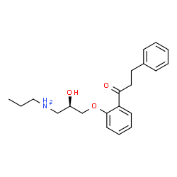 ChemSpider 2D Image | (2R)-2-Hydroxy-3-[2-(3-phenylpropanoyl)phenoxy]-N-propyl-1-propanaminium | C21H28NO3