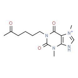 ChemSpider 2D Image | 3,7-Dimethyl-2,6-dioxo-1-(5-oxohexyl)-2,3,6,9-tetrahydro-1H-purin-7-ium | C13H19N4O3
