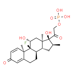 ChemSpider 2D Image | (8alpha,9beta,10alpha,11alpha,13alpha,14beta,16beta,17alpha)-9-Fluoro-11,17-dihydroxy-16-methyl-3,20-dioxopregna-1,4-dien-21-yl dihydrogen phosphate | C22H30FO8P