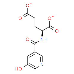 ChemSpider 2D Image | (2S)-2-{[(5-Hydroxy-3-pyridinyl)carbonyl]amino}pentanedioate | C11H10N2O6