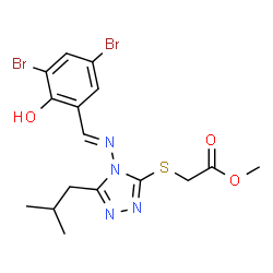 ChemSpider 2D Image | Methyl ({4-[(E)-(3,5-dibromo-2-hydroxybenzylidene)amino]-5-isobutyl-4H-1,2,4-triazol-3-yl}sulfanyl)acetate | C16H18Br2N4O3S