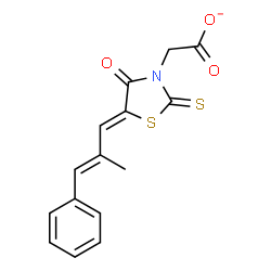 ChemSpider 2D Image | [5-(2-methyl-3-phenyl-2-propenylidene)-4-oxo-2-thioxo-1,3-thiazolidin-3-yl]acetate | C15H12NO3S2