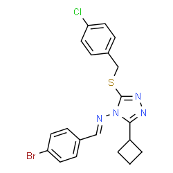 ChemSpider 2D Image | (E)-1-(4-Bromophenyl)-N-{3-[(4-chlorobenzyl)sulfanyl]-5-cyclobutyl-4H-1,2,4-triazol-4-yl}methanimine | C20H18BrClN4S