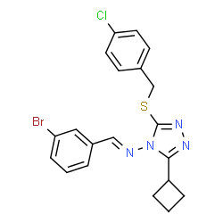 ChemSpider 2D Image | (E)-1-(3-Bromophenyl)-N-{3-[(4-chlorobenzyl)sulfanyl]-5-cyclobutyl-4H-1,2,4-triazol-4-yl}methanimine | C20H18BrClN4S
