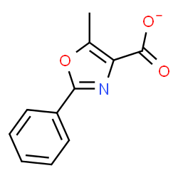 ChemSpider 2D Image | 5-Methyl-2-phenyl-1,3-oxazole-4-carboxylate | C11H8NO3