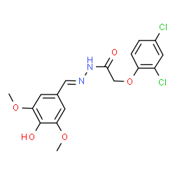 ChemSpider 2D Image | 2-(2,4-Dichlorophenoxy)-N'-[(E)-(4-hydroxy-3,5-dimethoxyphenyl)methylene]acetohydrazide | C17H16Cl2N2O5