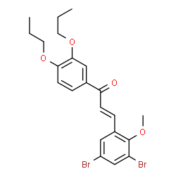 ChemSpider 2D Image | (2E)-3-(3,5-Dibromo-2-methoxyphenyl)-1-(3,4-dipropoxyphenyl)-2-propen-1-one | C22H24Br2O4