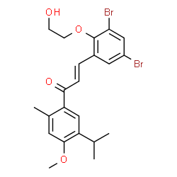 ChemSpider 2D Image | (2E)-3-[3,5-Dibromo-2-(2-hydroxyethoxy)phenyl]-1-(5-isopropyl-4-methoxy-2-methylphenyl)-2-propen-1-one | C22H24Br2O4