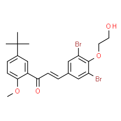 ChemSpider 2D Image | (2E)-3-[3,5-Dibromo-4-(2-hydroxyethoxy)phenyl]-1-[2-methoxy-5-(2-methyl-2-propanyl)phenyl]-2-propen-1-one | C22H24Br2O4