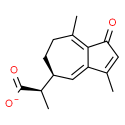 ChemSpider 2D Image | (2S)-2-[(5S)-3,8-Dimethyl-1-oxo-1,5,6,7-tetrahydro-5-azulenyl]propanoate | C15H17O3