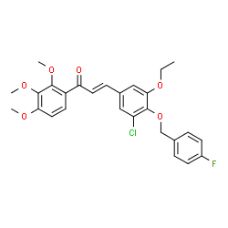 ChemSpider 2D Image | (2E)-3-{3-Chloro-5-ethoxy-4-[(4-fluorobenzyl)oxy]phenyl}-1-(2,3,4-trimethoxyphenyl)-2-propen-1-one | C27H26ClFO6