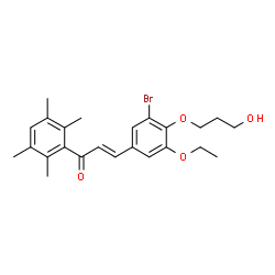 ChemSpider 2D Image | (2E)-3-[3-Bromo-5-ethoxy-4-(3-hydroxypropoxy)phenyl]-1-(2,3,5,6-tetramethylphenyl)-2-propen-1-one | C24H29BrO4