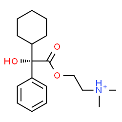 ChemSpider 2D Image | 2-{[(2S)-2-Cyclohexyl-2-hydroxy-2-phenylacetyl]oxy}-N,N-dimethylethanaminium | C18H28NO3
