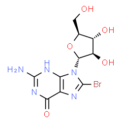 ChemSpider 2D Image | 2-Amino-9-(alpha-L-arabinofuranosyl)-8-bromo-3,9-dihydro-6H-purin-6-one | C10H12BrN5O5