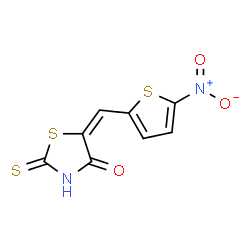 ChemSpider 2D Image | (5E)-5-[(5-Nitro-2-thienyl)methylene]-2-thioxo-1,3-thiazolidin-4-one | C8H4N2O3S3