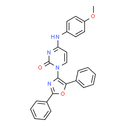 ChemSpider 2D Image | 1-(2,5-Diphenyl-1,3-oxazol-4-yl)-4-[(4-methoxyphenyl)amino]-2(1H)-pyrimidinone | C26H20N4O3