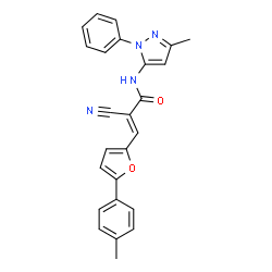 ChemSpider 2D Image | (2E)-2-Cyano-3-[5-(4-methylphenyl)-2-furyl]-N-(3-methyl-1-phenyl-1H-pyrazol-5-yl)acrylamide | C25H20N4O2