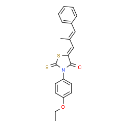 ChemSpider 2D Image | 3-(4-ethoxyphenyl)-5-(2-methyl-3-phenyl-2-propenylidene)-2-thioxo-1,3-thiazolidin-4-one | C21H19NO2S2
