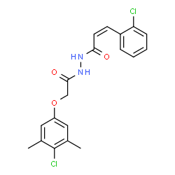 ChemSpider 2D Image | (2Z)-N'-[(4-Chloro-3,5-dimethylphenoxy)acetyl]-3-(2-chlorophenyl)acrylohydrazide | C19H18Cl2N2O3