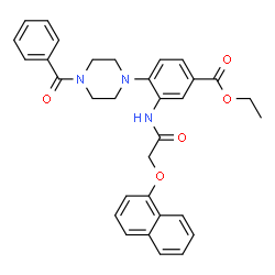 ChemSpider 2D Image | Ethyl 4-(4-benzoyl-1-piperazinyl)-3-{[(1-naphthyloxy)acetyl]amino}benzoate | C32H31N3O5