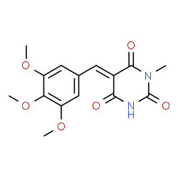 ChemSpider 2D Image | (5E)-1-Methyl-5-(3,4,5-trimethoxybenzylidene)-2,4,6(1H,3H,5H)-pyrimidinetrione | C15H16N2O6