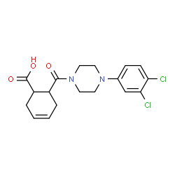 ChemSpider 2D Image | 6-{[4-(3,4-Dichlorophenyl)-1-piperazinyl]carbonyl}-3-cyclohexene-1-carboxylic acid | C18H20Cl2N2O3