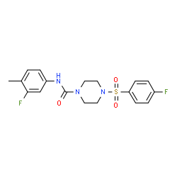 ChemSpider 2D Image | N-(3-Fluoro-4-methylphenyl)-4-[(4-fluorophenyl)sulfonyl]-1-piperazinecarboxamide | C18H19F2N3O3S