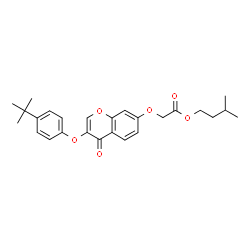 ChemSpider 2D Image | 3-methylbutyl {[3-(4-tert-butylphenoxy)-4-oxo-4H-chromen-7-yl]oxy}acetate | C26H30O6