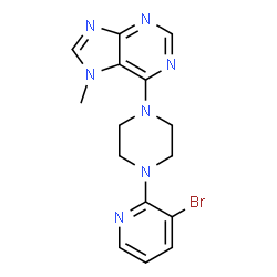 ChemSpider 2D Image | 6-[4-(3-Bromo-2-pyridinyl)-1-piperazinyl]-7-methyl-7H-purine | C15H16BrN7