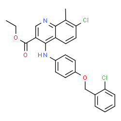 ChemSpider 2D Image | Ethyl 7-chloro-4-({4-[(2-chlorobenzyl)oxy]phenyl}amino)-8-methyl-3-quinolinecarboxylate | C26H22Cl2N2O3