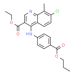 ChemSpider 2D Image | Ethyl 7-chloro-8-methyl-4-{[4-(propoxycarbonyl)phenyl]amino}-3-quinolinecarboxylate | C23H23ClN2O4