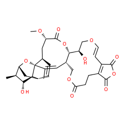 ChemSpider 2D Image | (1S,2Z,4S,15E,19R,20S,23S,25S,28R,30R,31R,32R,33S)-19,32-Dihydroxy-23-methoxy-2,31-dimethyl-6,12,17,21,34-pentaoxahexacyclo[28.3.1.0~1,25~.0~4,20~.0~10,14~.0~28,33~]tetratriaconta-2,10(14),15,26-tetra
ene-7,11,13,22-tetrone | C32H38O12