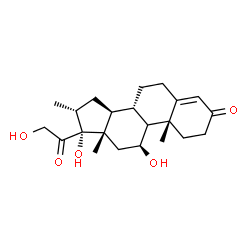 ChemSpider 2D Image | (9xi,11beta,16alpha)-11,17,21-Trihydroxy-16-methylpregn-4-ene-3,20-dione | C22H32O5