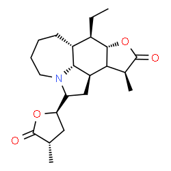 ChemSpider 2D Image | (2R,7aR,8R,8aS,11S,11bR,11cR)-8-Ethyl-11-methyl-2-[(2R,4S)-4-methyl-5-oxotetrahydro-2-furanyl]dodecahydroazepino[3,2,1-hi]furo[3,2-e]indol-10(2H)-one | C22H33NO4