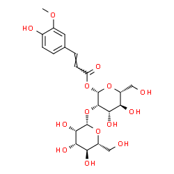 ChemSpider 2D Image | 1-O-[(2E)-3-(4-Hydroxy-3-methoxyphenyl)-2-propenoyl]-2-O-beta-D-mannopyranosyl-beta-D-mannopyranose | C22H30O14