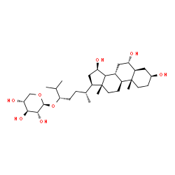 ChemSpider 2D Image | (3beta,5alpha,6alpha,14xi,15beta,24S)-3,6,15-Trihydroxycholestan-24-yl beta-D-xylopyranoside | C32H56O8